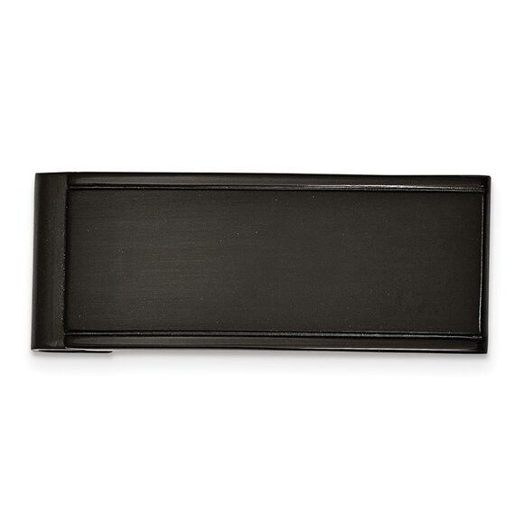 Men's Black-plated Stainless Steel Grooved Edge Money Clip - Picture 1 of 4